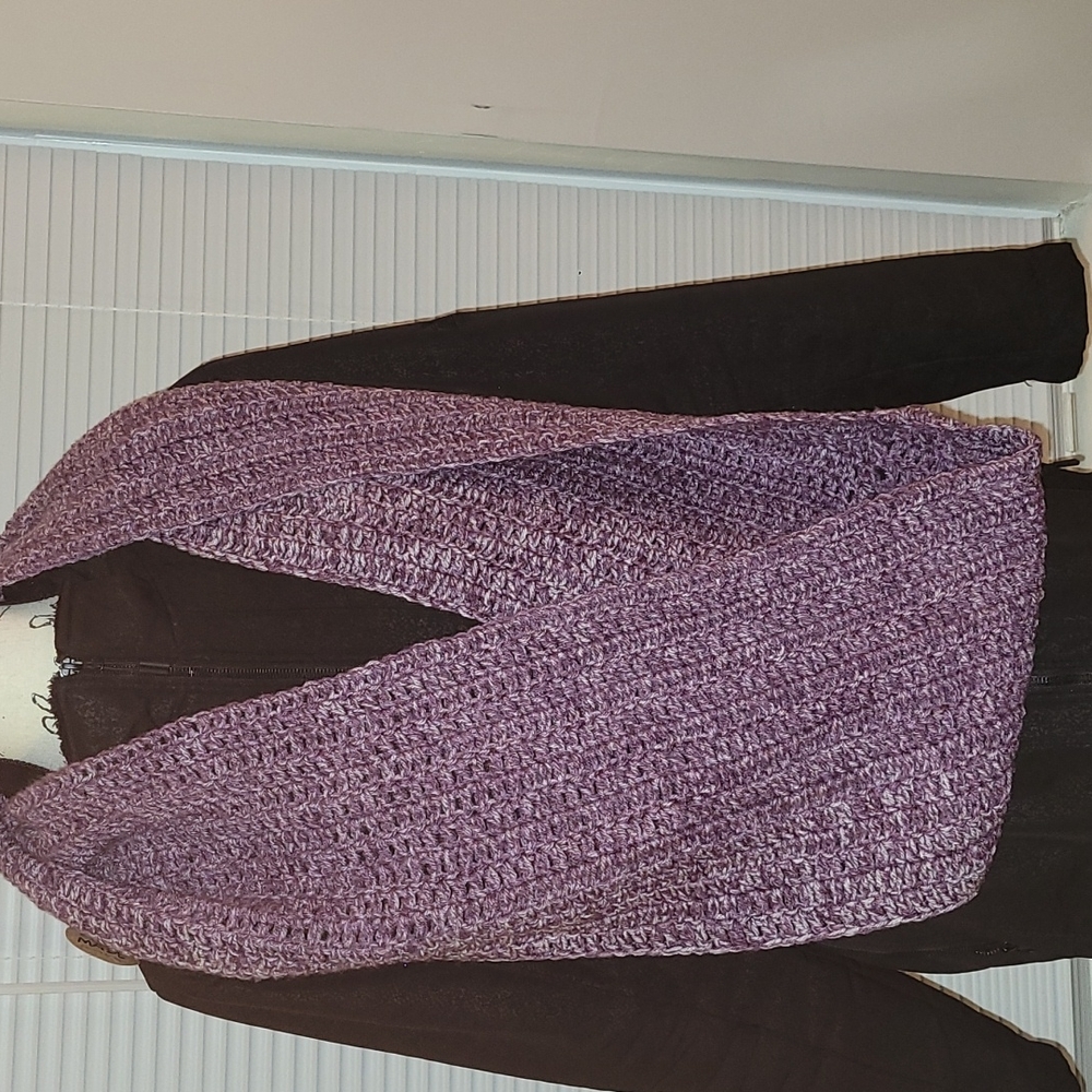 Crochet Purple Speckled Infinity Scarf